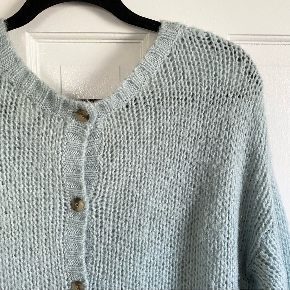 Caslon Knit Button Back Mohair Sweater Womens Size Large Seafoam Cozy Cottage - Picture 6 of 11